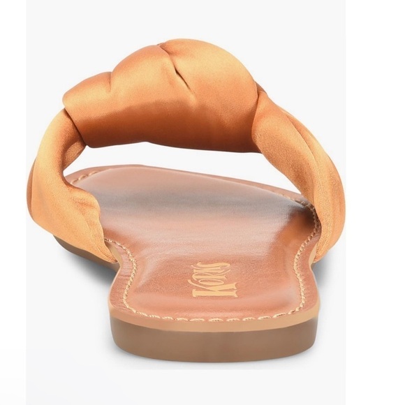 Korks slide sandal soleil knot womens 9 yellow satin - Picture 3 of 9